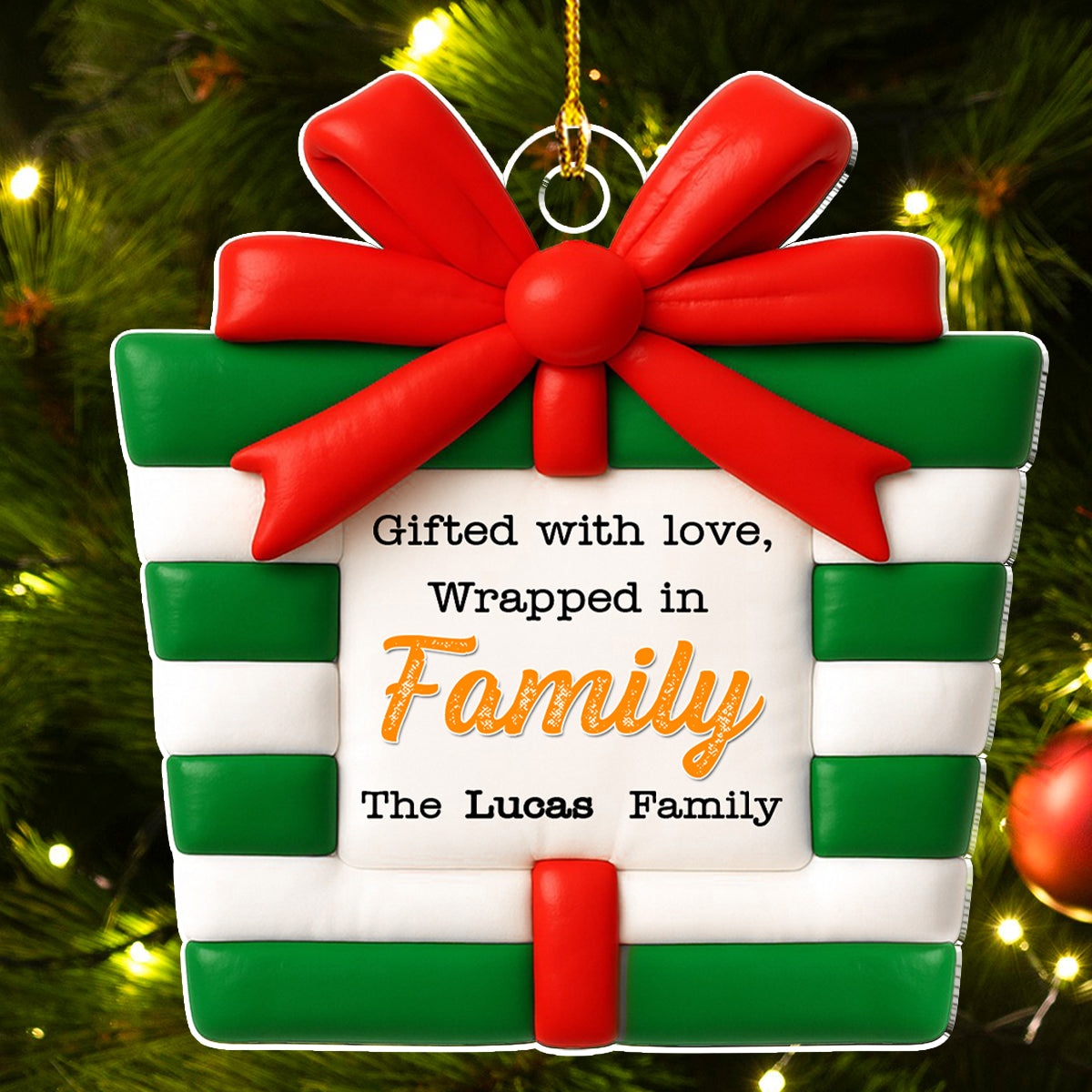 Present Is A Gift - Personalized Custom 3D Effect Acrylic Ornament