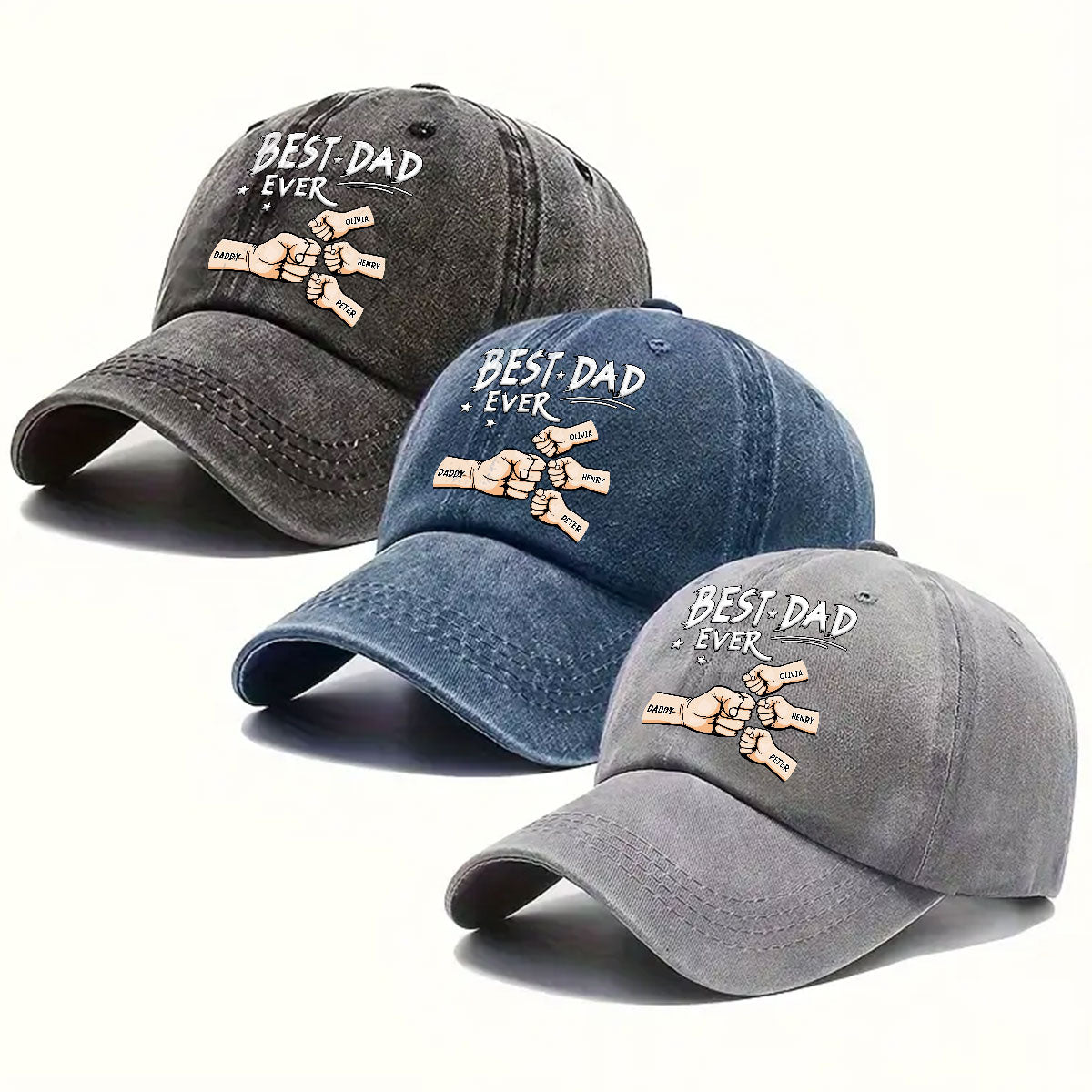 Best Dad - Personalized Custom Vintage Washed Denim Cap