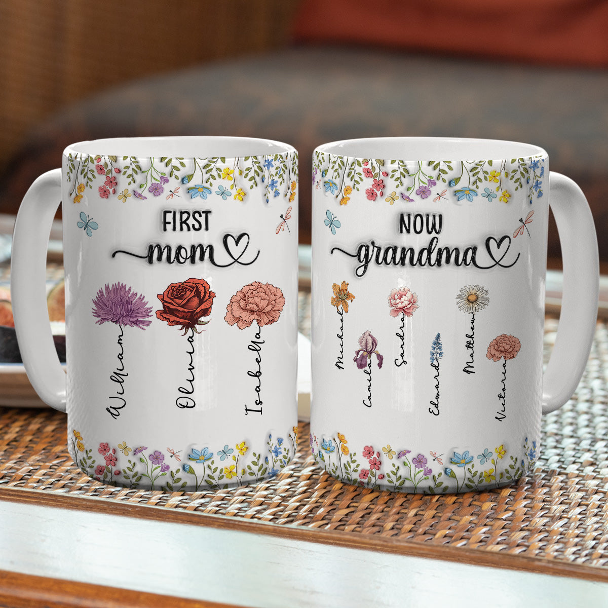 First Mom Now Nana - Personalized Custom 3D Inflated Effect Coffee Mug