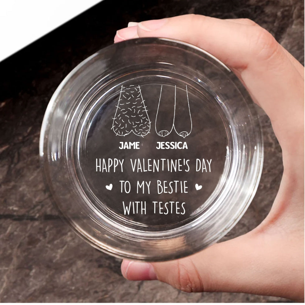 Bestie With Testes- Personalized Custom Engraved Whiskey Glass