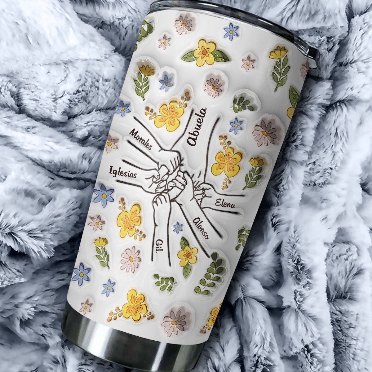 Mom Hold Our Hands, Also Our Hearts - Personalized Custom 3D Inflated Effect Tumbler