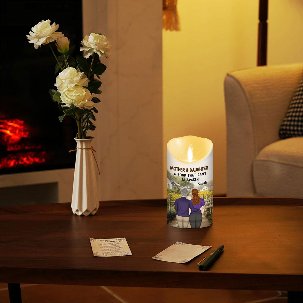 Mother And Daughter - Personalized Custom LED Candle