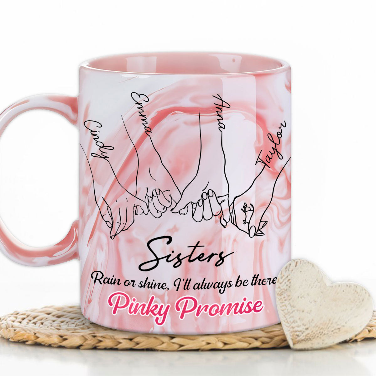 Pinky Promise - Personalized Custom Pink Marble Mug