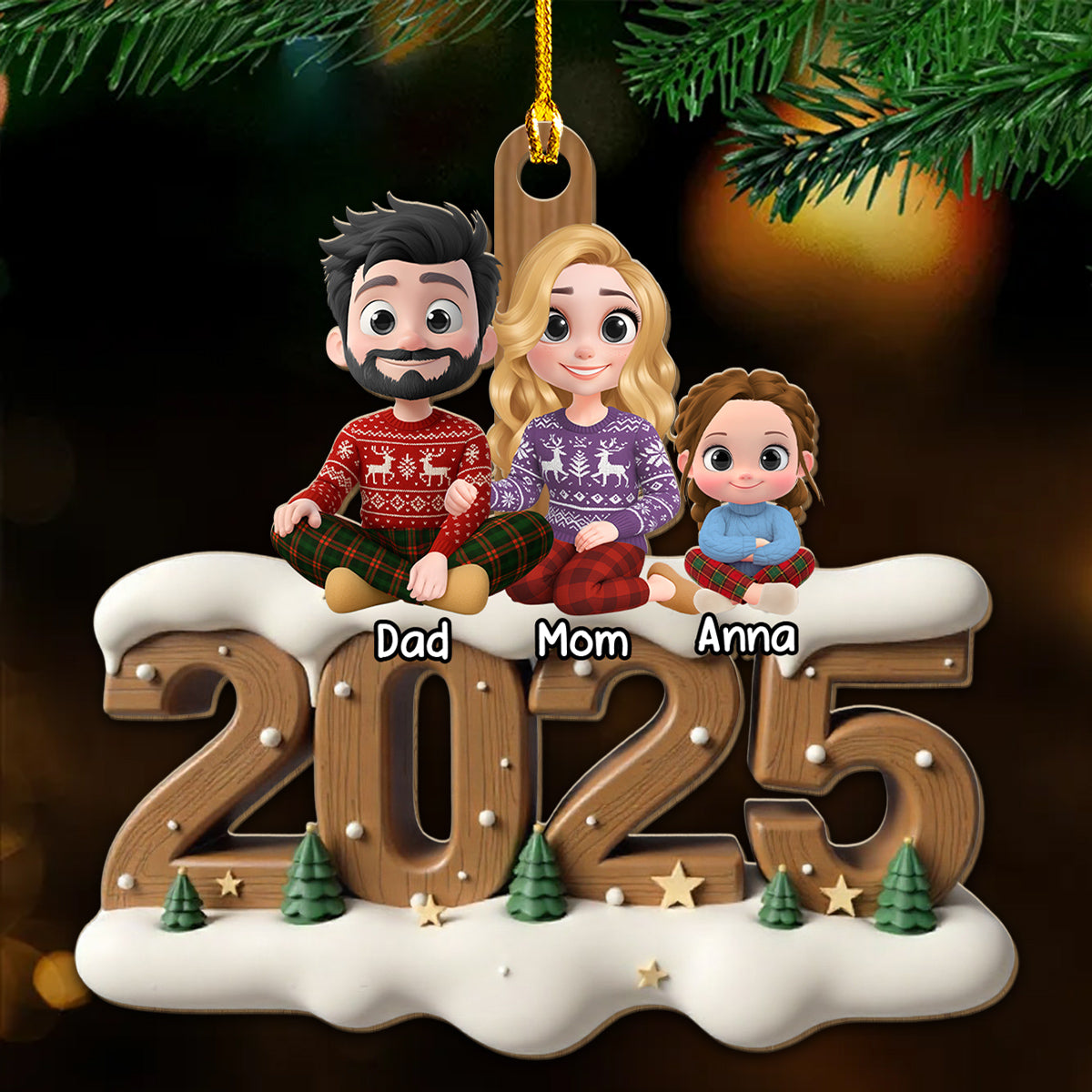 Our Family Now Onwards - Personalized Custom 3D Effect Wood Ornament