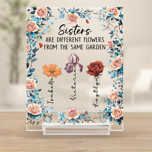 Sisters Fill The World With Beauty - Personalized Custom Acrylic Plaque With Base