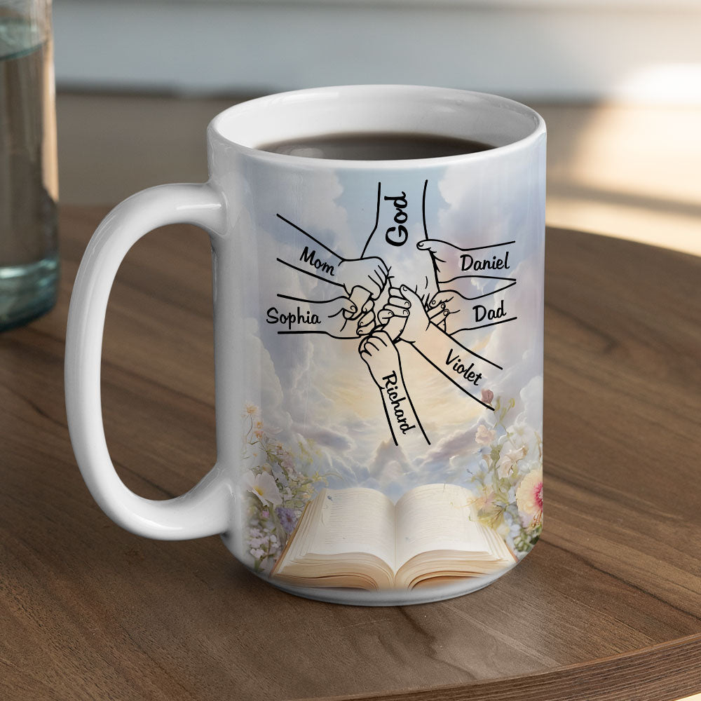 God Holds Our Hands - Personalized Custom Coffee Mug