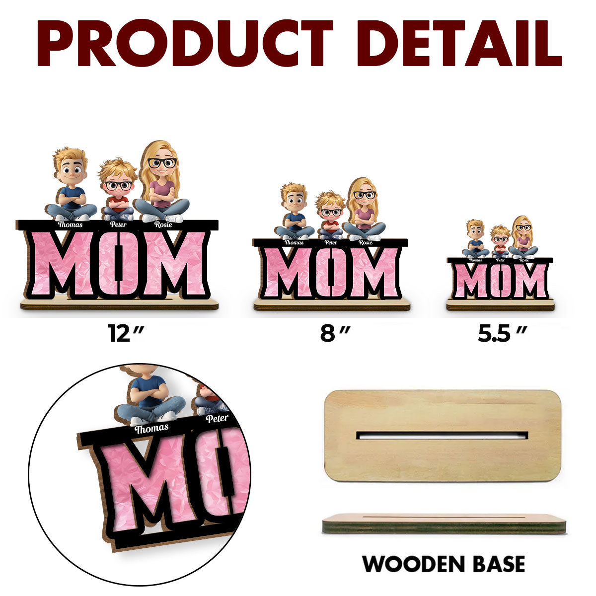 Our Mother, Our Sunshine - Personalized Custom 2-Layer Wood Plaque With Flat Base