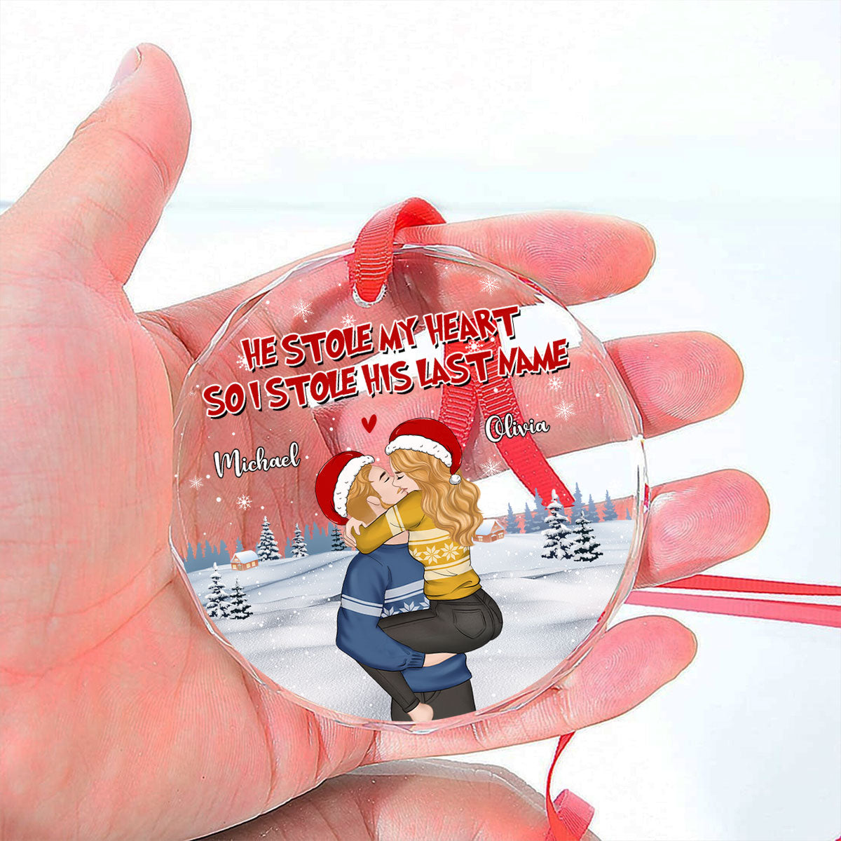 You Stole My Heart - Personalized Custom Glass Ornament