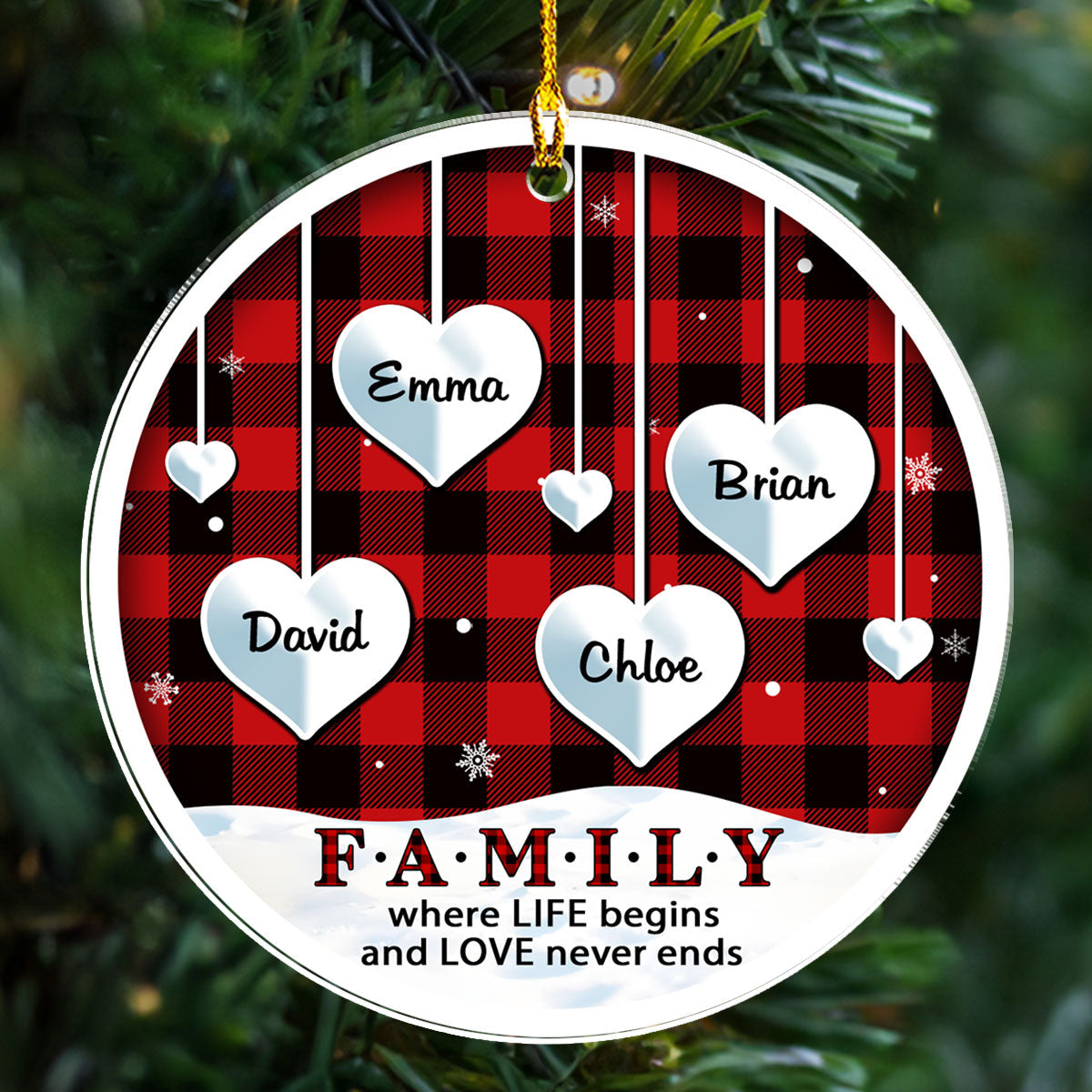 Family Where Life Begins - Personalized Custom Acrylic Ornament