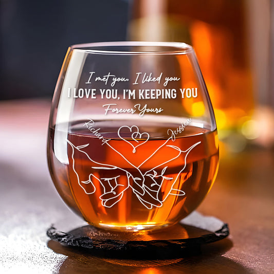 The Day I Met You - Personalized Custom Wine Glass