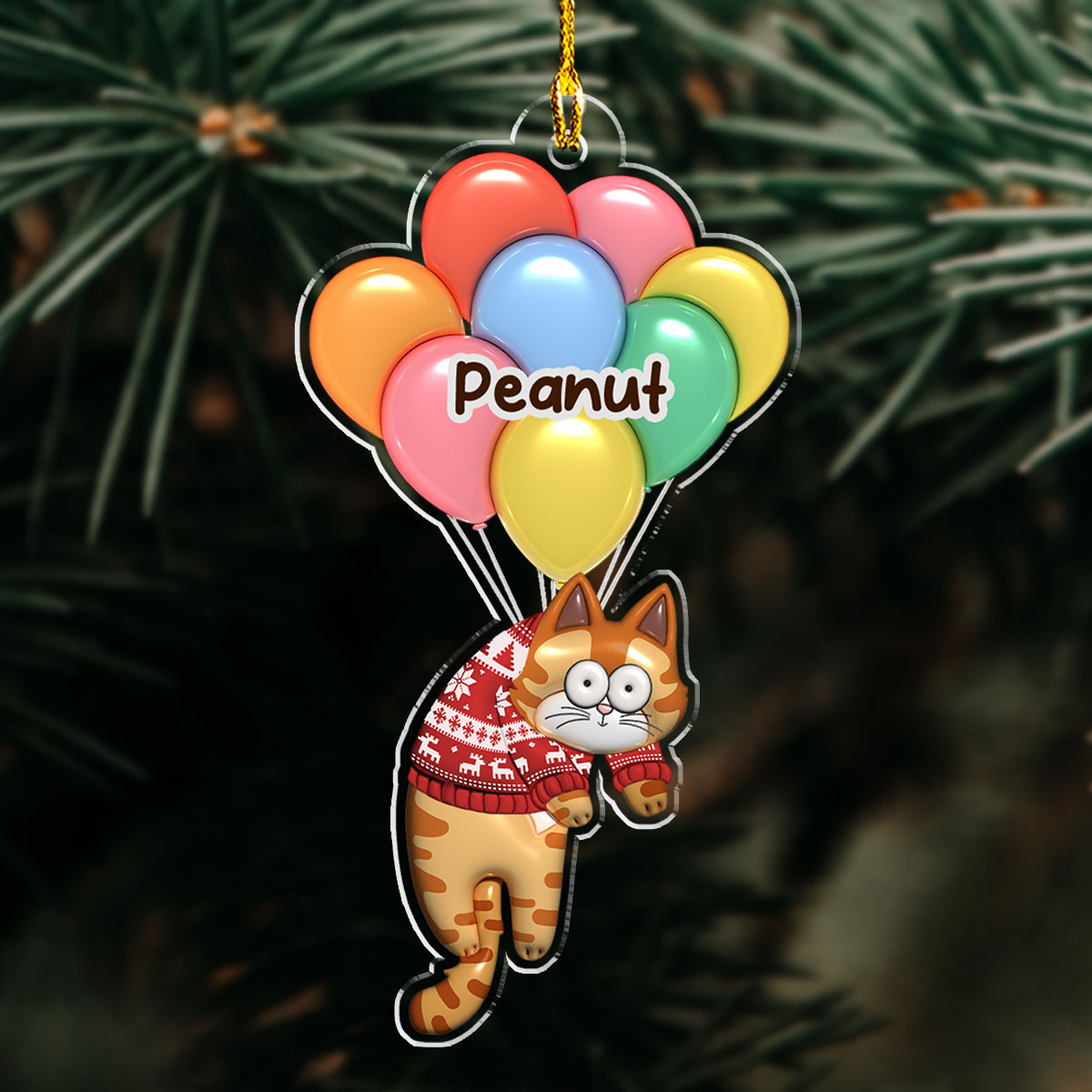 Bubble Hanging Cat - Personalized Custom 3D Inflated Effect Acrylic Ornament