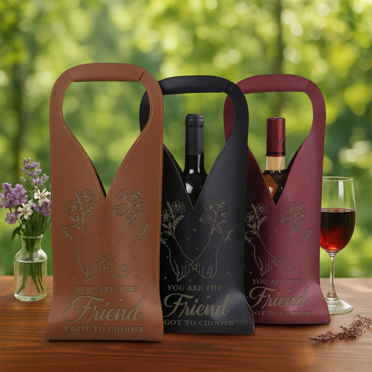 I Got To Choose - Personalized Custom Engraved Leather Wine Bag