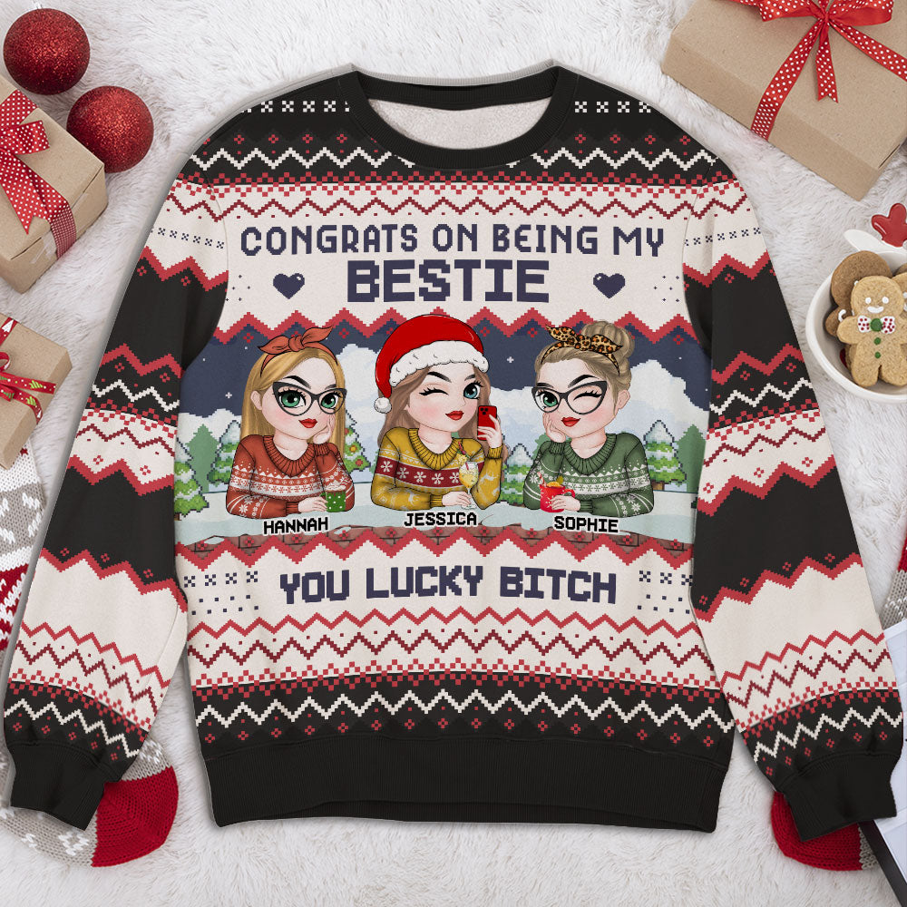 Congrats On Being My Bestie Version 2 - Personalized Custom All-Over-Print Sweatshirt