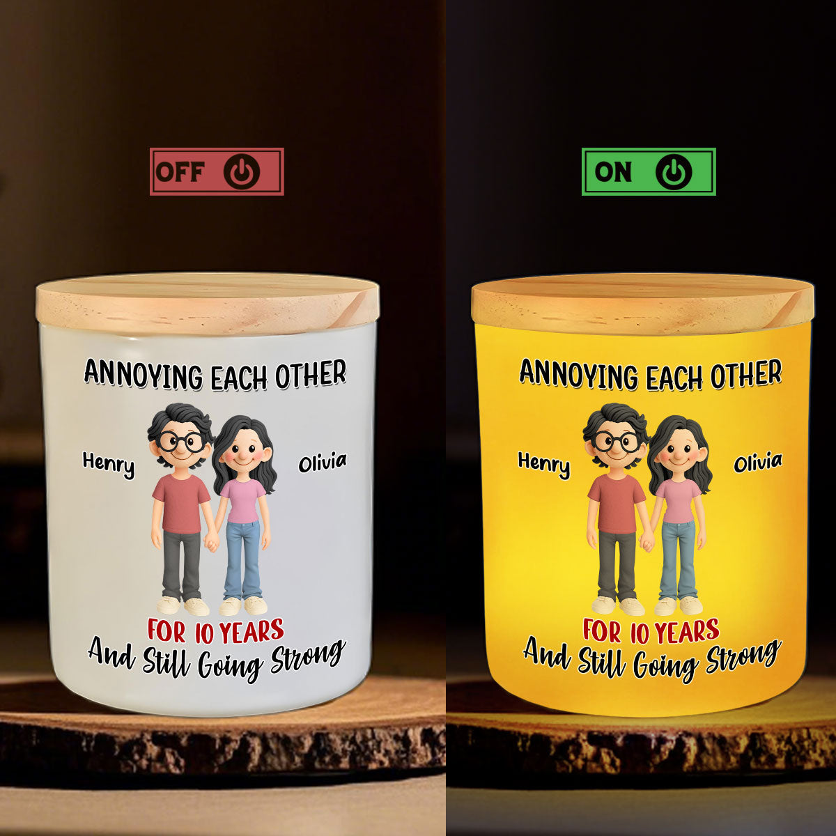 Annoying Each Other Forever - Personalized Custom Glass Jar With LED Candle