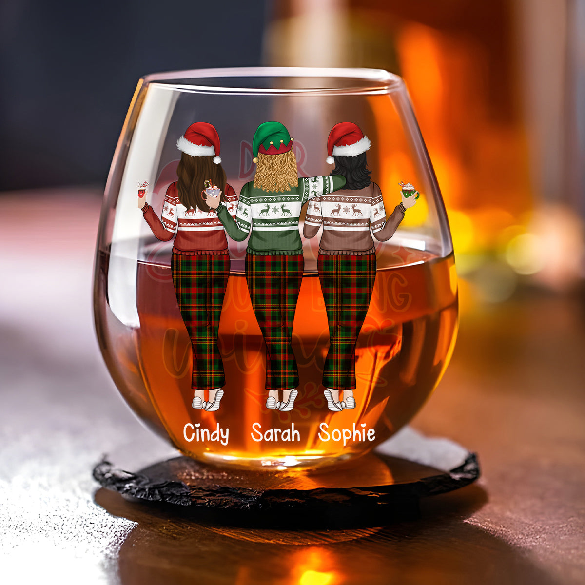Christmas Besties - Personalized Custom Wine Glass