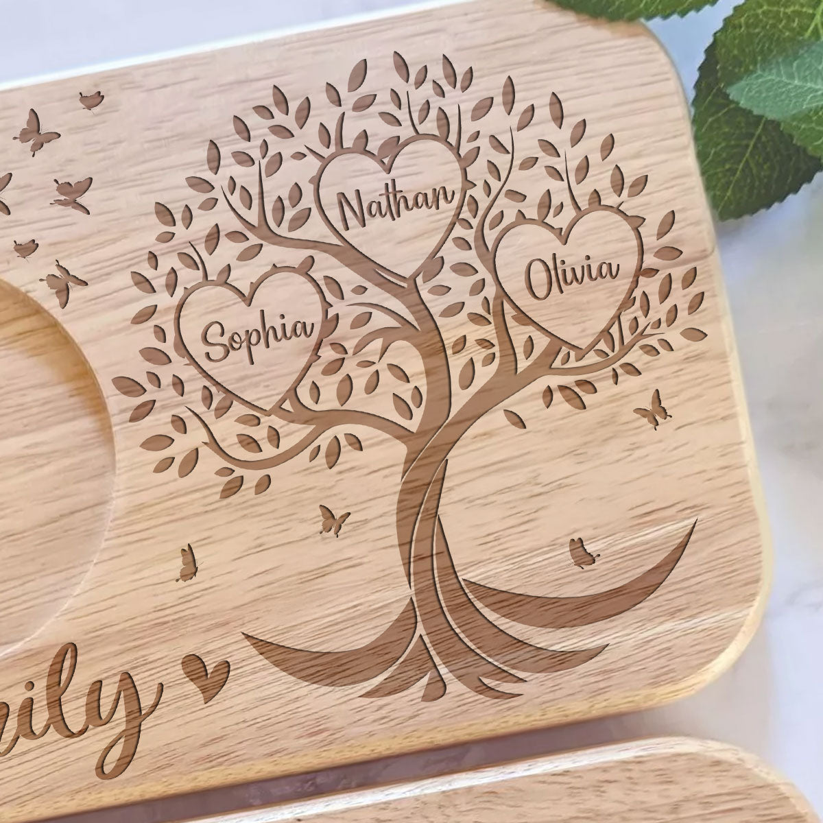 Grandma Family Tree Name - Personalized Custom Wooden Treat Board