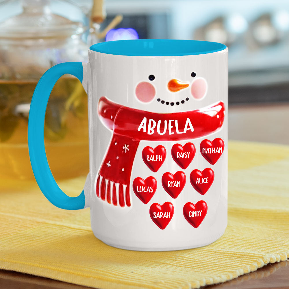 Snowman Grandma - Personalized Custom 3D Inflated Effect Accent Mug