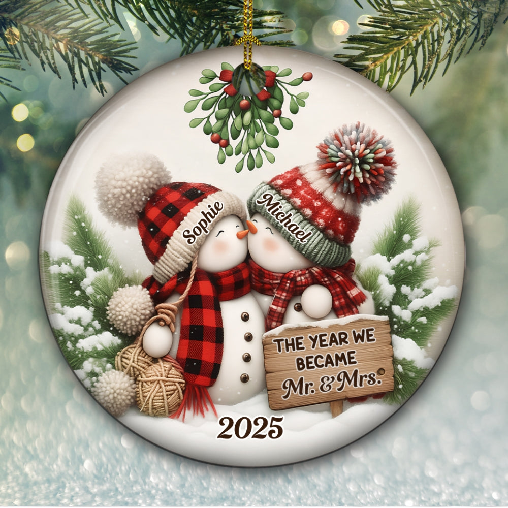 Merry And Bright Together - Personalized Custom Ceramic Ornament