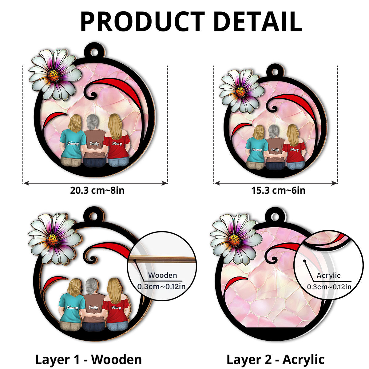 Mom And Daughter Forever - Personalized Custom Suncatcher