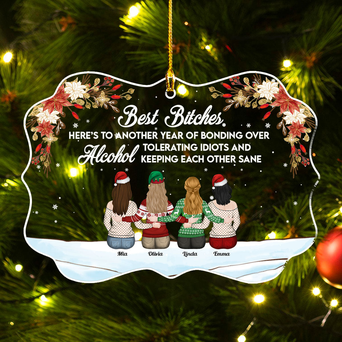 Here Is To Another Year Of Bonding Over Alcohol - Personalized Custom Acrylic Ornament