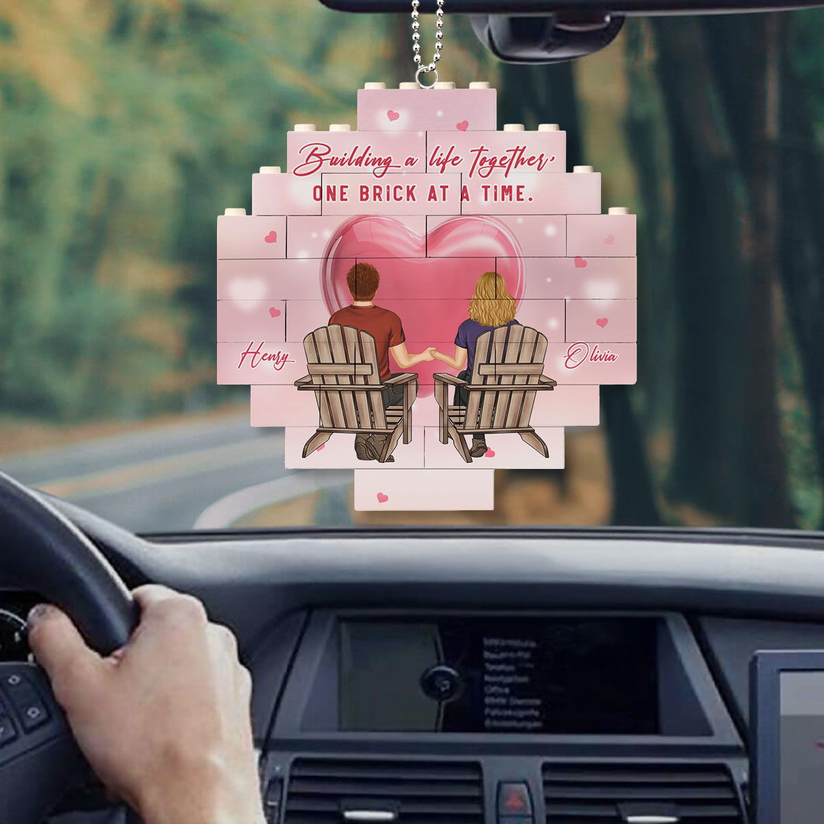 One Brick At A Time- Personalized Custom Puzzle Car Ornament
