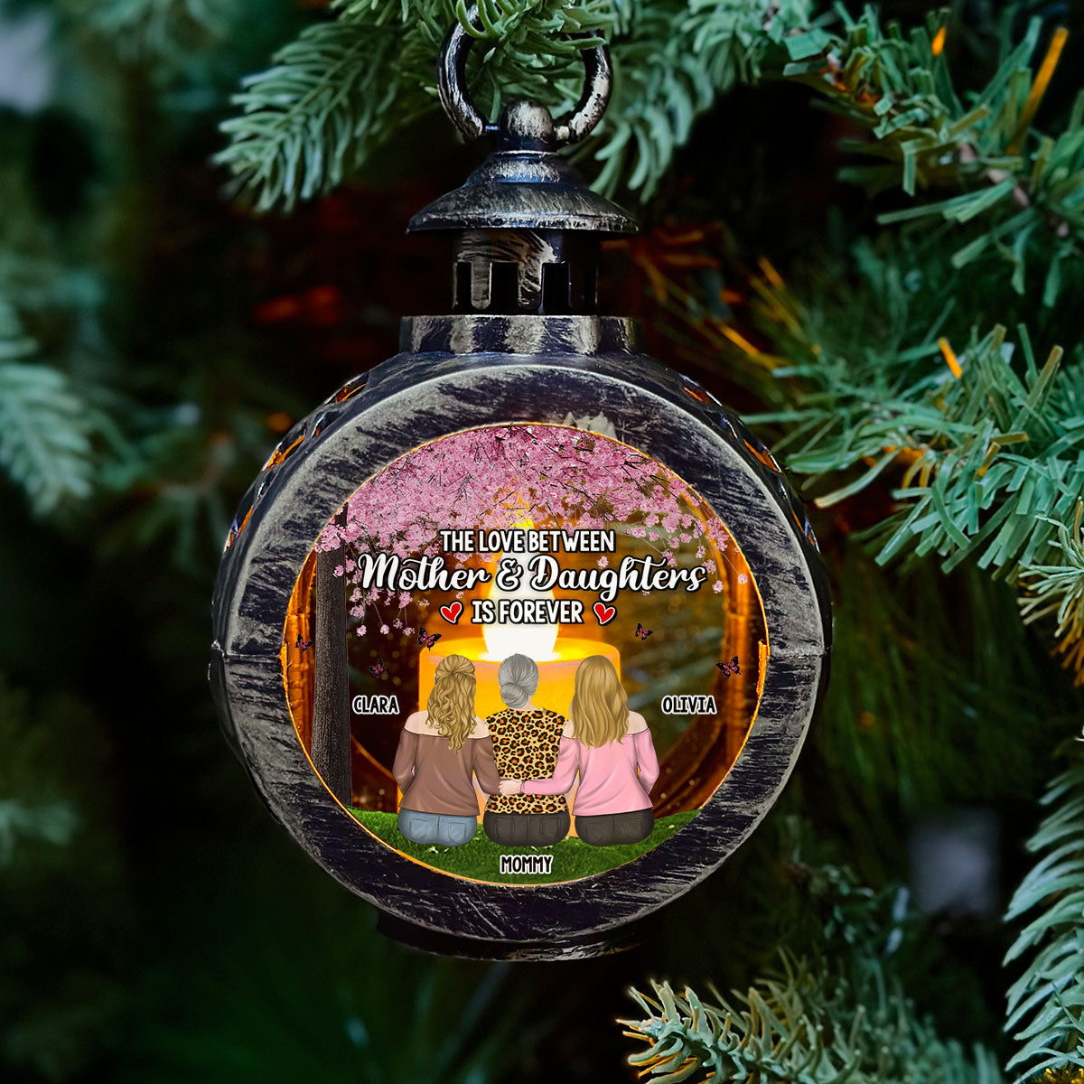 Mother And Daughters Share Forever - Personalized Custom Christmas Lantern