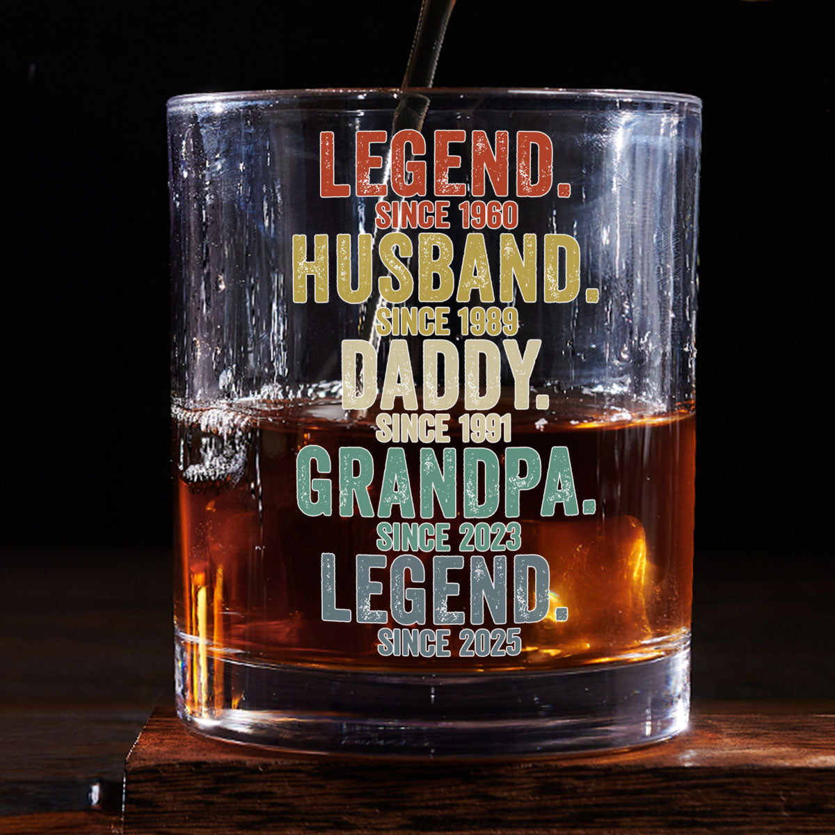 Legend Husband Dad Papa - Personalized Custom Whiskey Glass