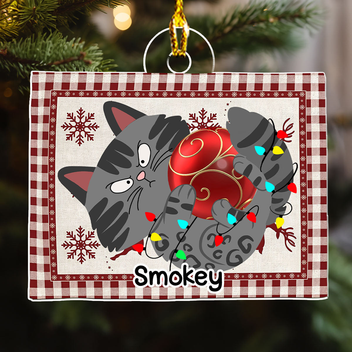 Swinging Cat - Personalized Custom Acrylic Ornament