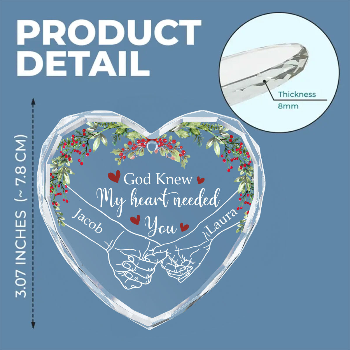 My Heart Needed You - Personalized Custom Glass Ornament