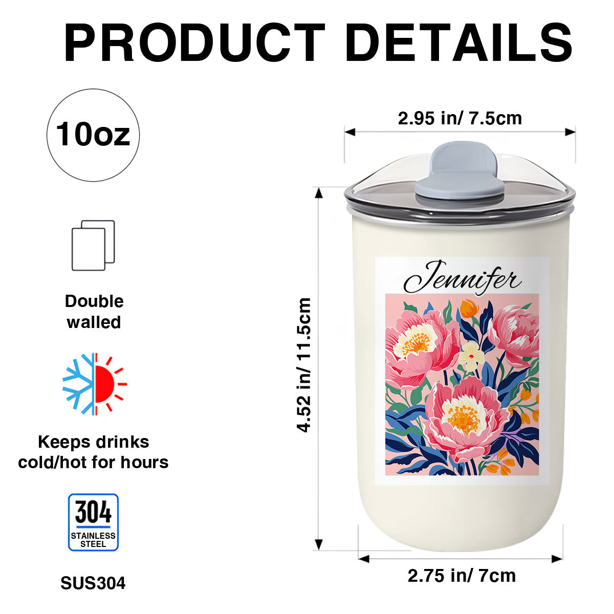 Retro Custom Birth Month Flower - Personalized Custom 10oz Tumbler