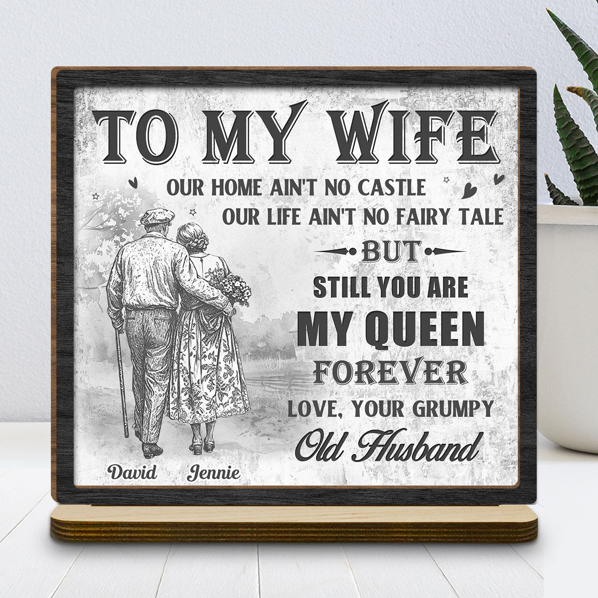 My Love - Personalized Custom 2-Layer Wood Plaque With Flat Base