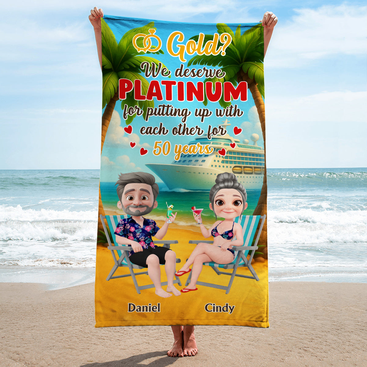 We Deserve Platinum - Personalized Custom Beach Towel