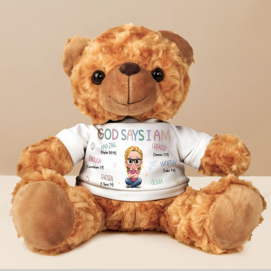 God Says I Am Amazing - Personalized Custom Cuddle Bear