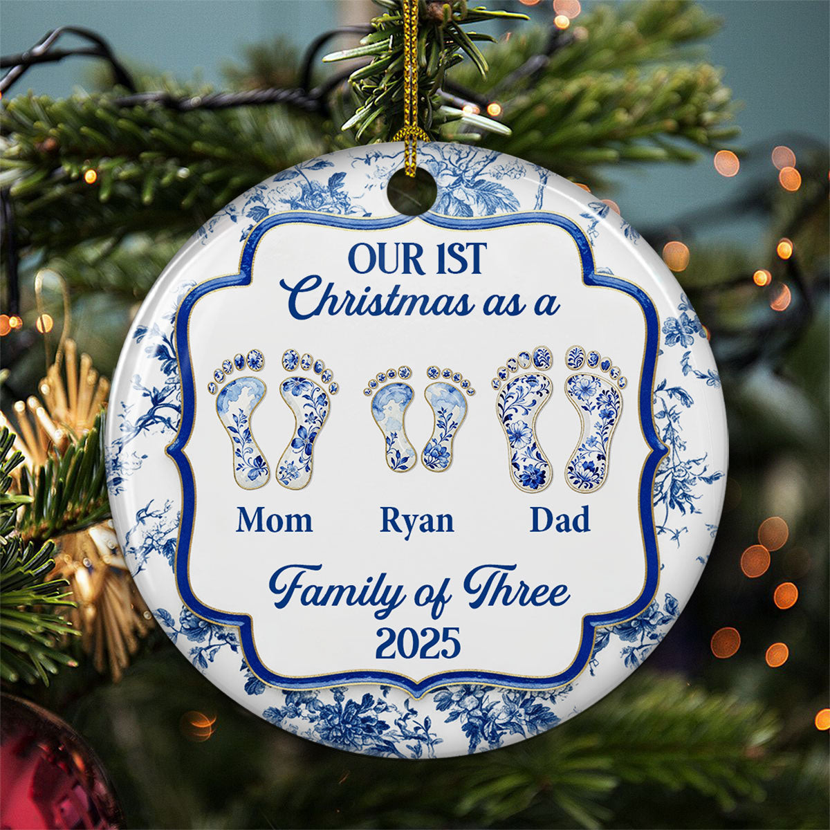 First Christmas Family - Personalized Custom Ceramic Ornament