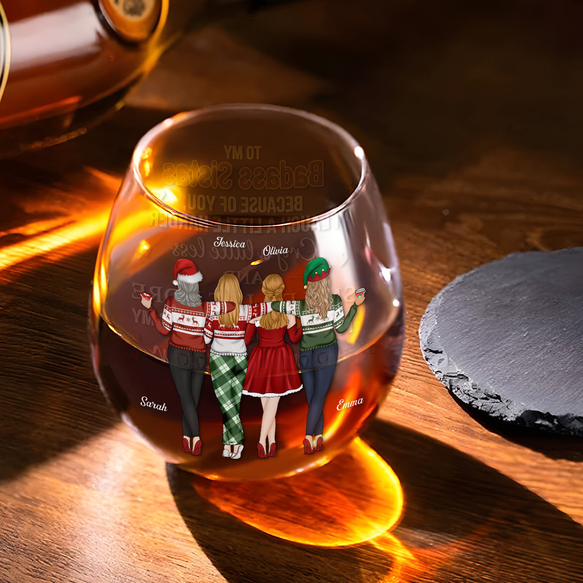 Because Of You I Laugh A Little Harder - Personalized Custom Wine Glass