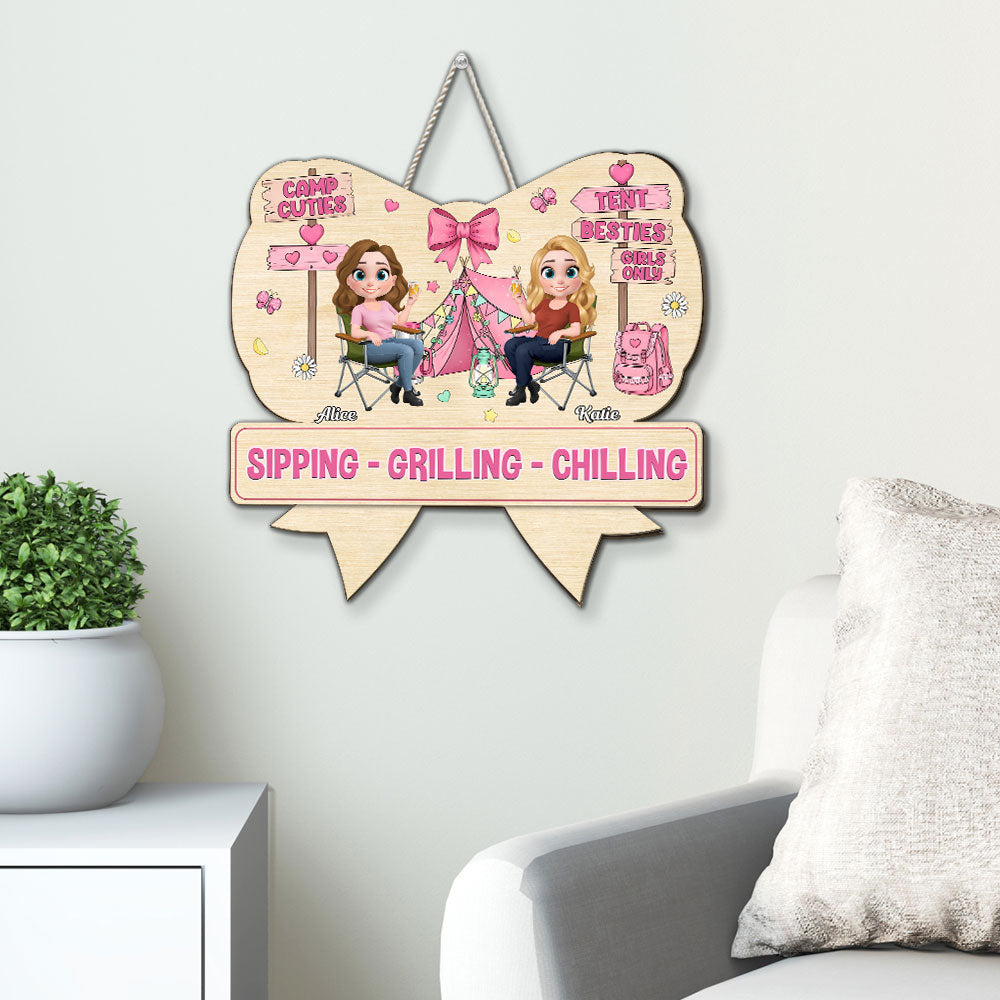 Girl Trip Camping - Personalized Custom Wood Sign