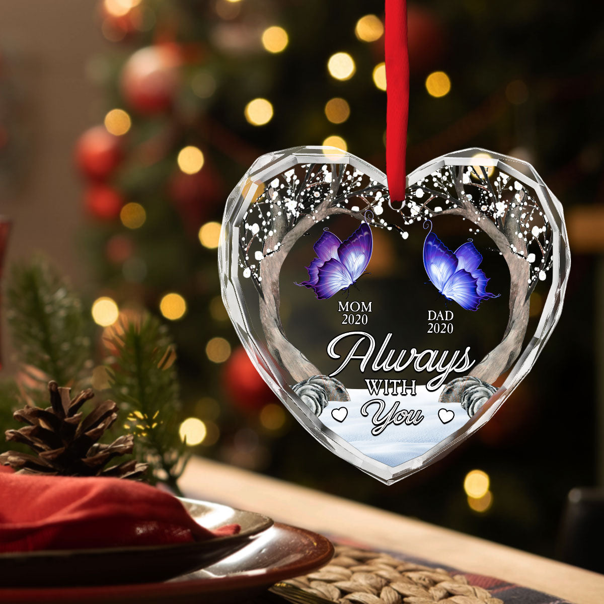 Beside You Forever - Personalized Custom Glass Ornament