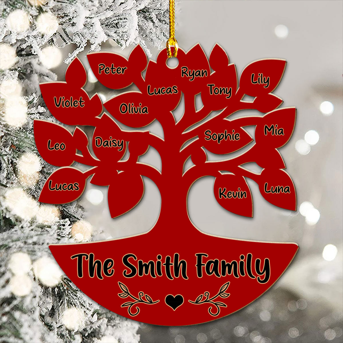 Warm Family Tree - Personalized Custom Wood Ornament