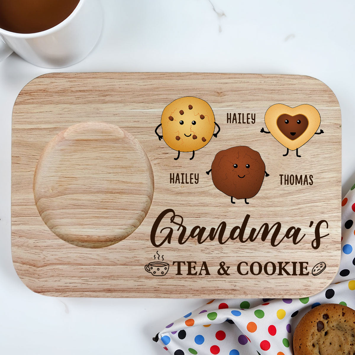 Grandma's Tea And Biscuits - Personalized Custom Wooden Treat Board