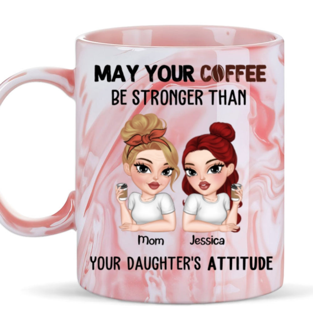 Coffee Fuels My Daily Survival - Personalized Custom Pink Marble Mug