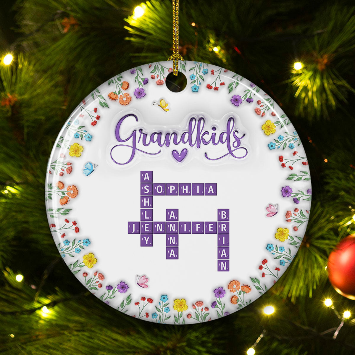 Love My Grandkids Crossword - Personalized Custom 3D Inflated Effect Ceramic Ornament
