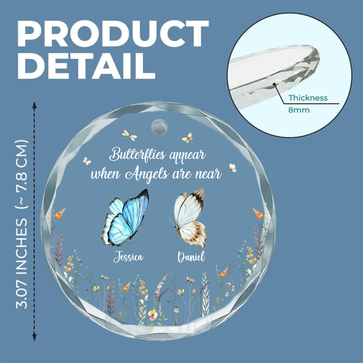 Butterflies Appear When Angels Are Near - Personalized Custom Glass Ornament