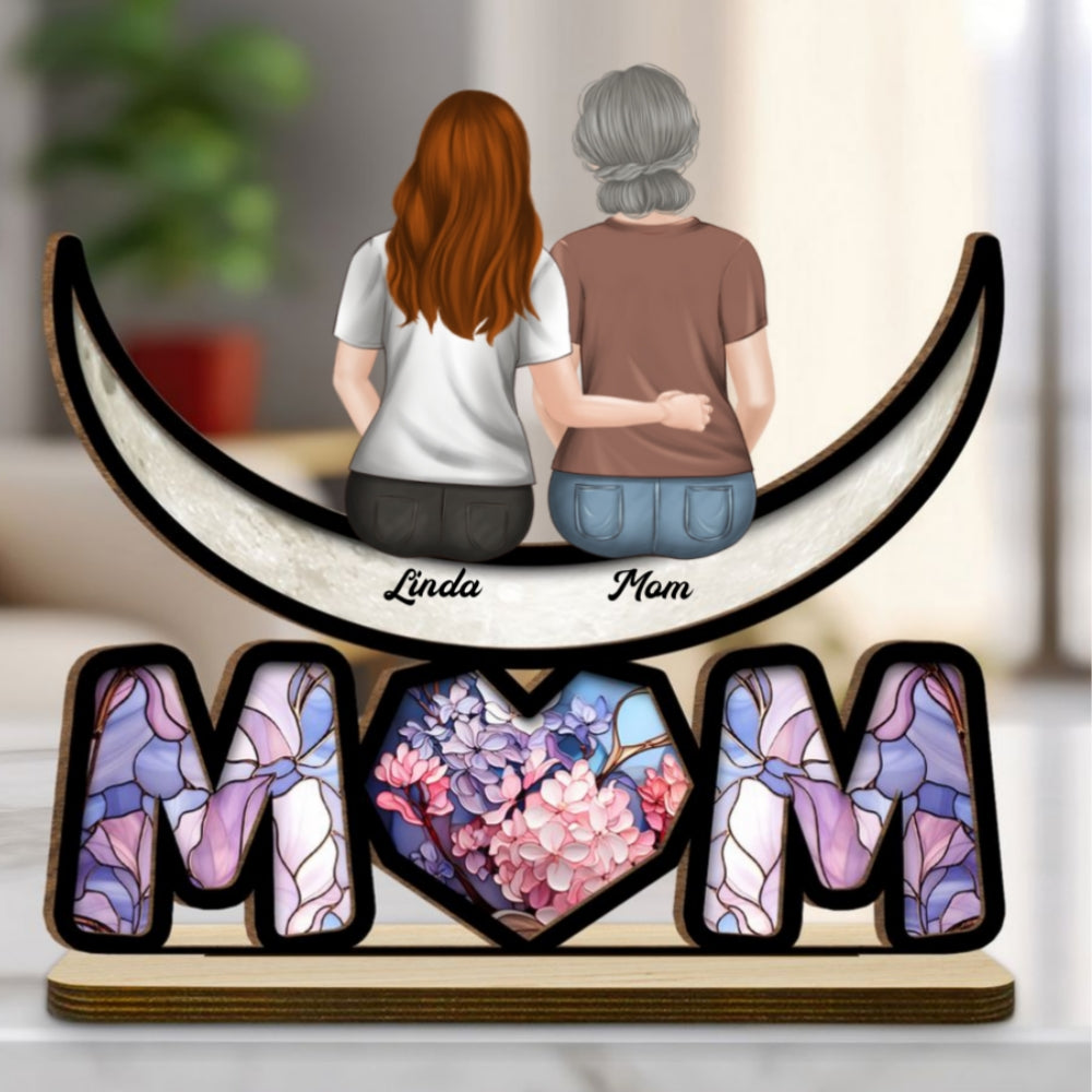 Love You To The Moon - Personalized Custom 2-Layer Wood Plaque With Flat Base