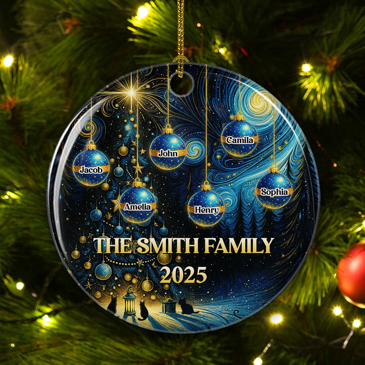 Family Together 2025 - Personalized Custom Ceramic Ornament