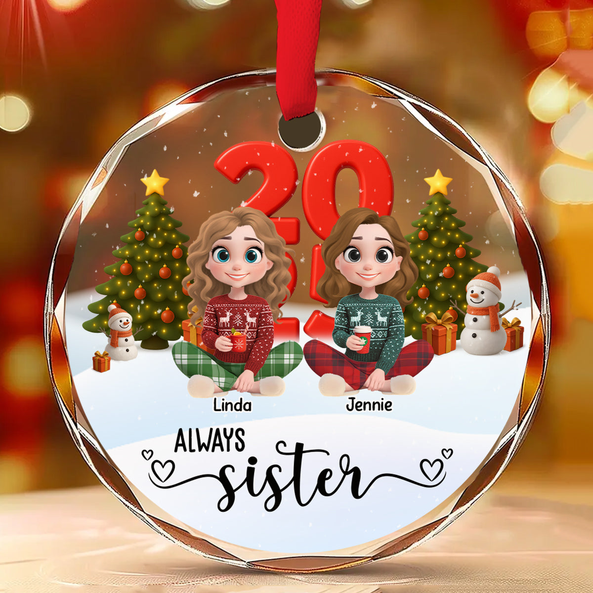 Always Be Slay Sisters - Personalized Custom Glass Ornament