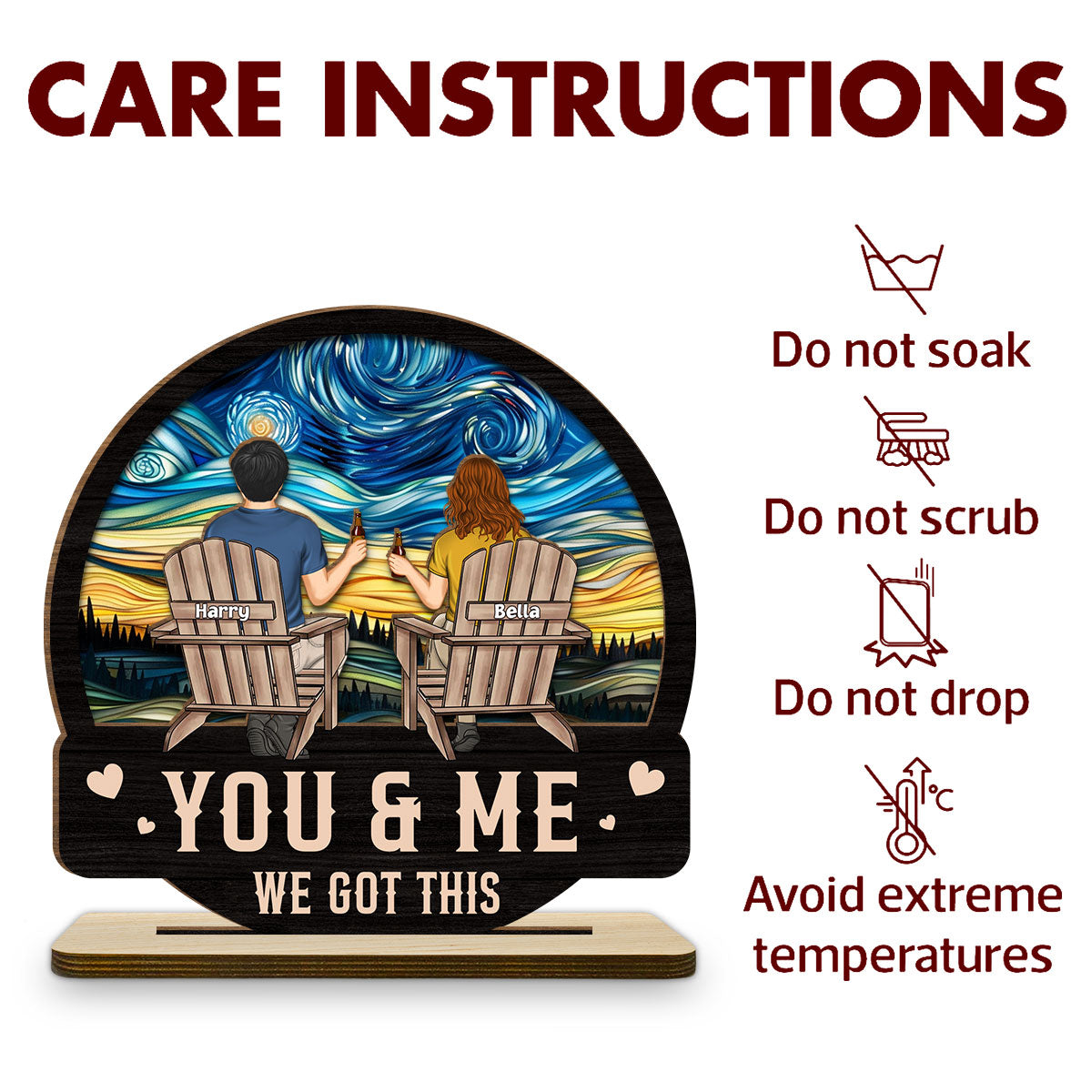 We got this - Personalized Custom 2-Layer Wood Plaque With Flat Base