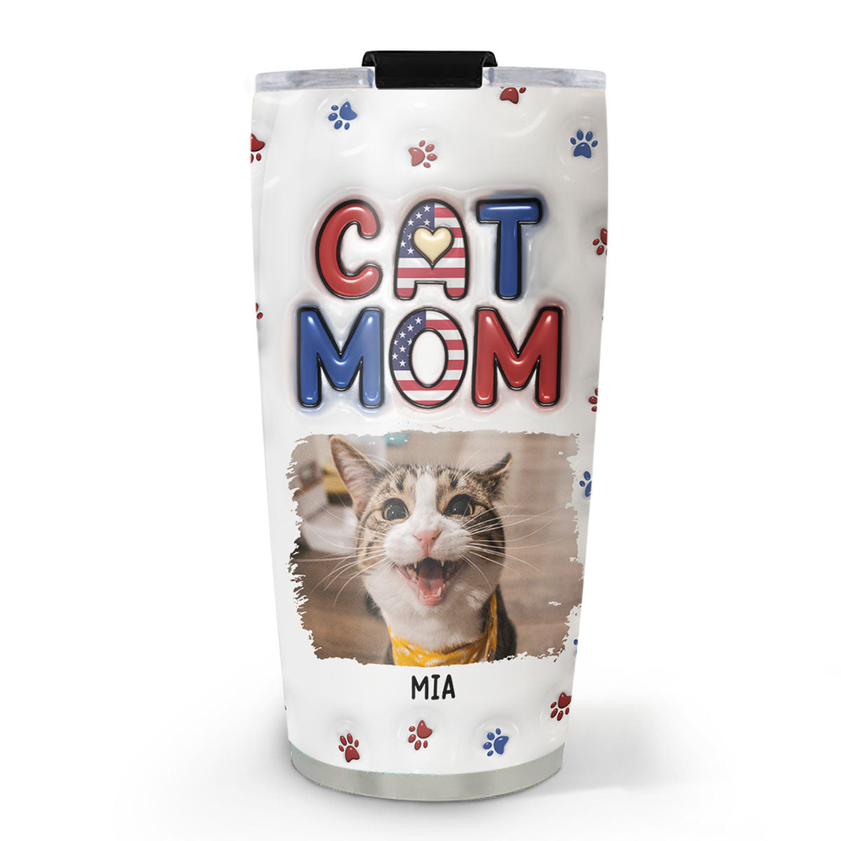 Lovely Cat Mom Version 3 Photo - Personalized Custom 3D Inflated Effect Tumbler