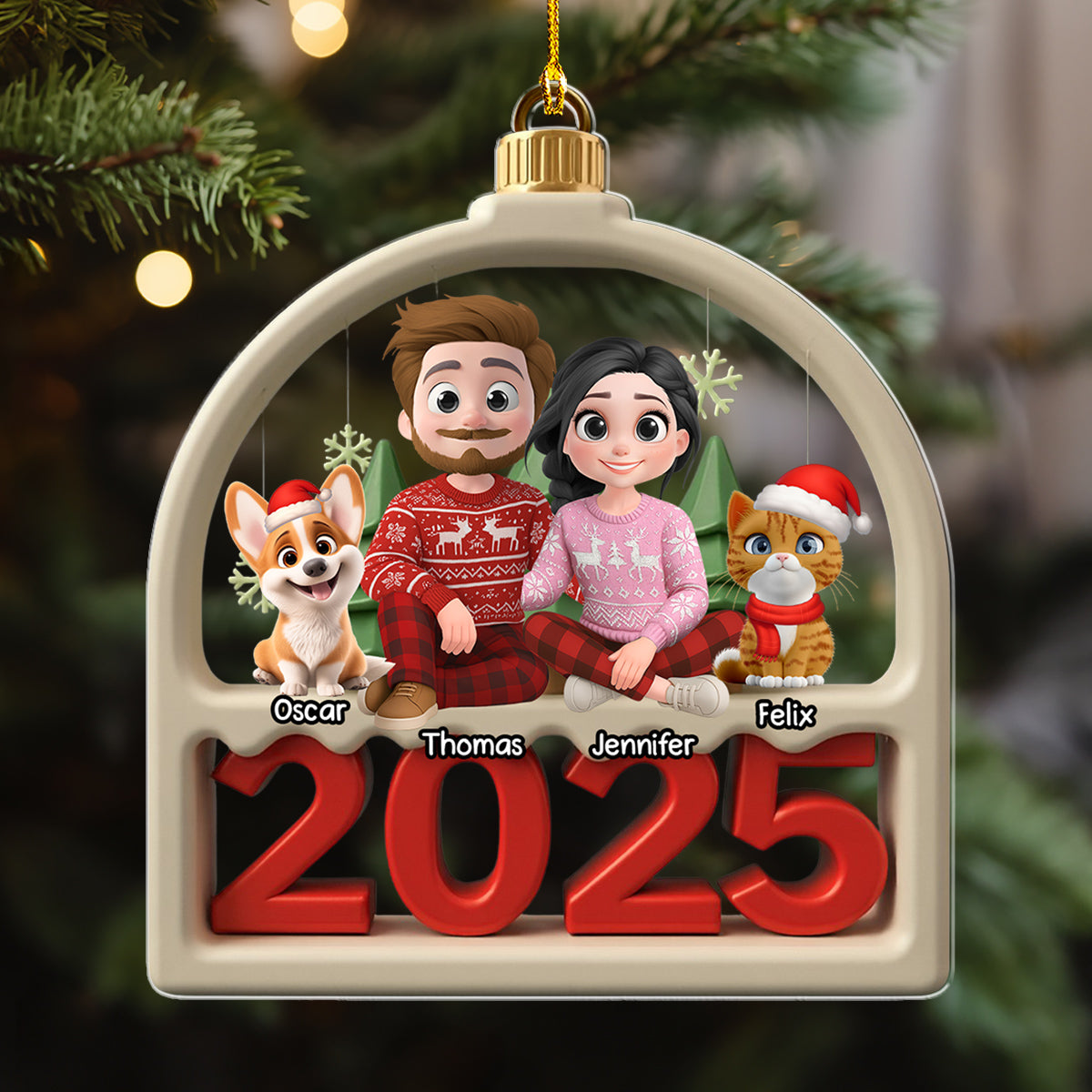 Family Furry And Pet - Personalized Custom Acrylic Ornament