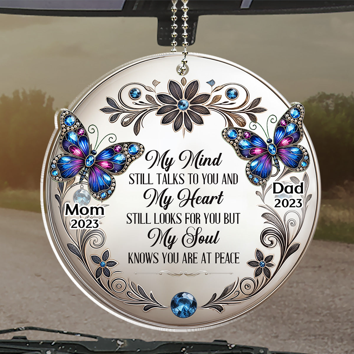 My Mind My Heart My Soul Butterfly - Personalized Custom Car Ornament