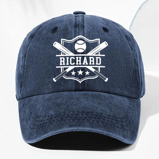 Baseball Kid - Personalized Custom Vintage Washed Denim Cap